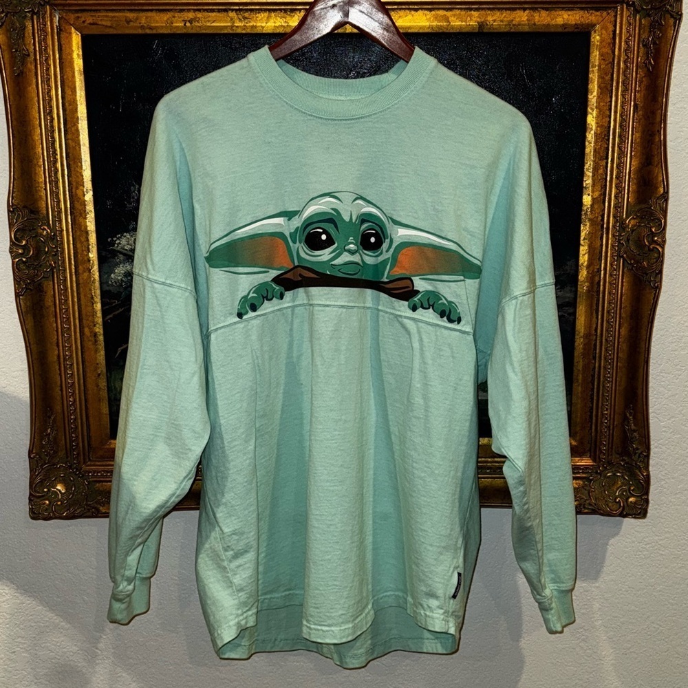 Disney Star Wars The Madalorian Aqua Blue Long Sleeve Spirit Jersey Size Small